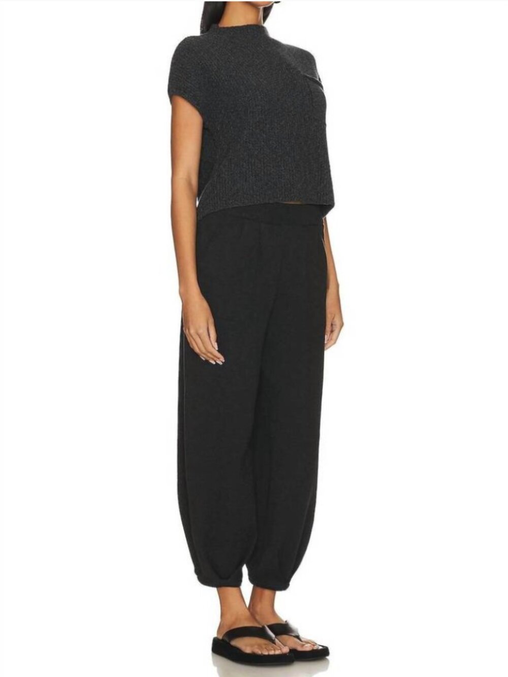 NWT Free People Freya Sweater Set in Black Combo, size Large, MSRP $128 - Picture 2 of 7